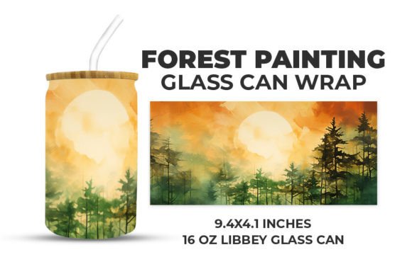 Download Forest Painting Glass Can Wrap - Forest painting Collection