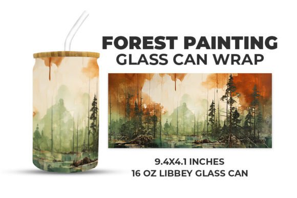 Download Forest Painting Glass Can Wrap - Premium Resources