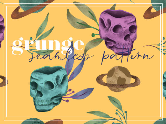 Download Grunge Skull Dark Art Seamless Pattern - Skull dark art Collection