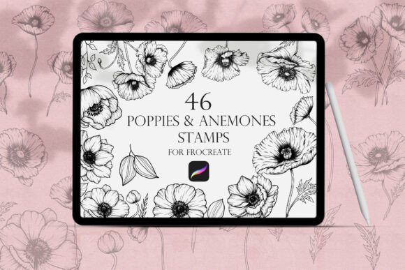 Download Poppies and Anemones Procreate Stamps - Procreate stamp Collection