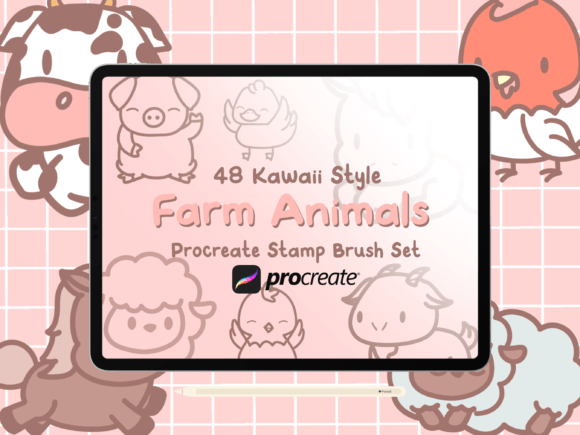 Download Farm Animal Procreate Stamp Brush Set - Procreate stamp Collection