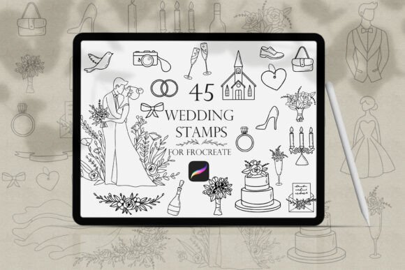 Download Wedding Procreate Stamps - Procreate stamp Collection