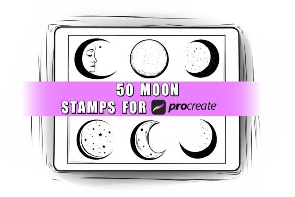 Download 50 Moon Procreate Stamps Brushes - Procreate stamp Collection