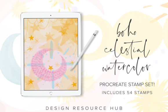 Download Boho Sky Watercolor Procreate Stamps - Procreate stamp Collection