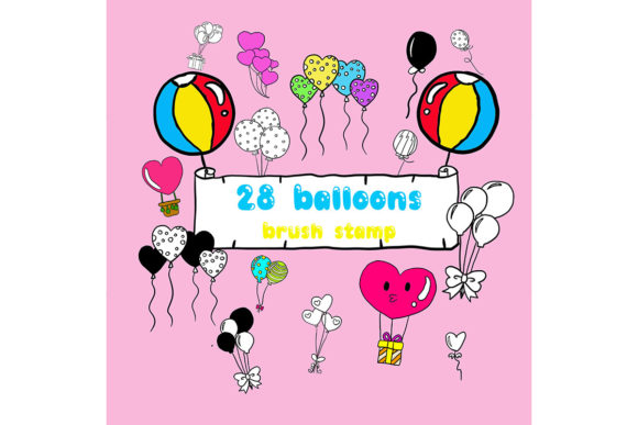 Download 28 Balloon Doodle Procreate Stamps | Doo - Procreate stamp Collection