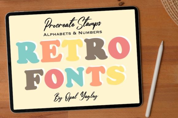 Download Retro Fonts Procreate Stamps - Procreate stamp Collection