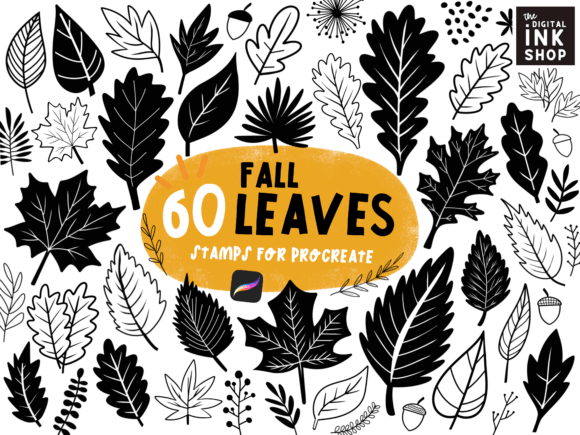 Download Autumn Fall Leaves Procreate Stamps - Procreate stamp Collection
