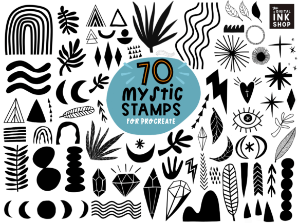 Download 70 Mystic Boho Themed Procreate Stamps - Procreate stamp Collection