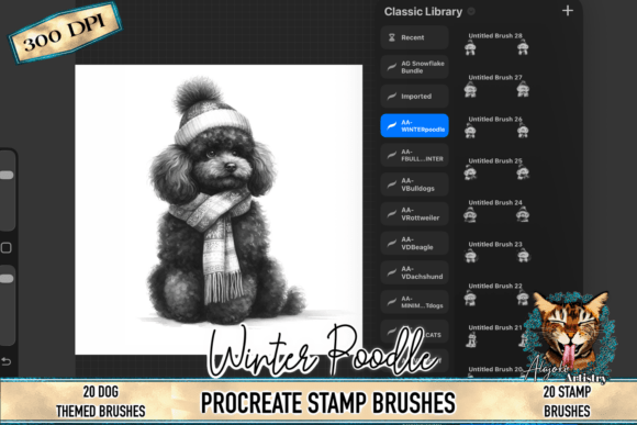 Download Winter Poodle Procreate Stamp Brushes - Procreate stamp Collection