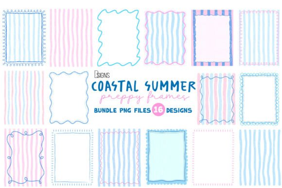 Download Summer Preppy Hand Drawn Frames Bundle - Draw Collection